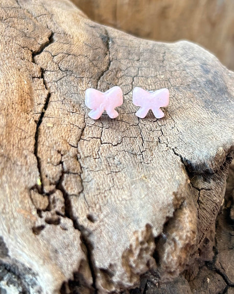 Pink Tulip Bow Post Earrings
