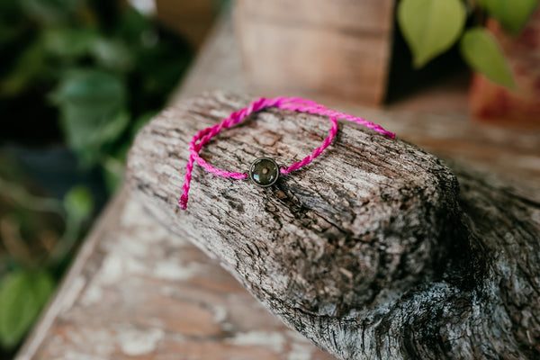 Fuchsia Mustard Seed Faith Tie Bracelet