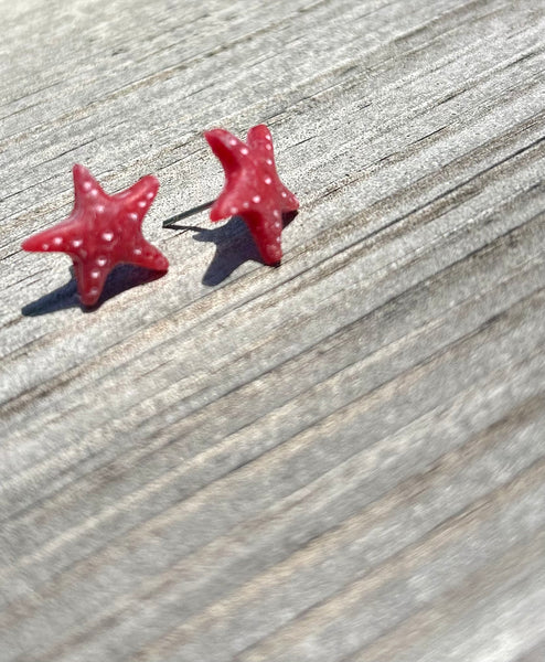 Red Gladiolus Starfish Post Earrings