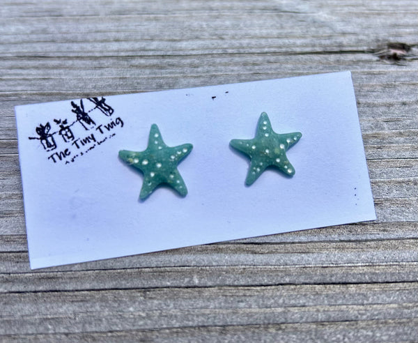 Blue Hydrangea Starfish Post Earrings