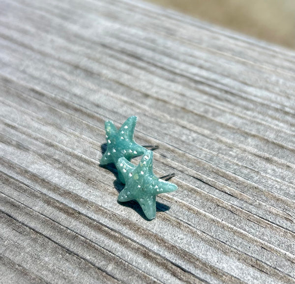 Blue Hydrangea Starfish Post Earrings