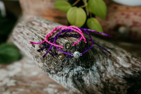 Fuchsia Mustard Seed Faith Tie Bracelet