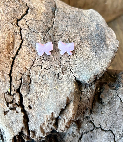 Pink Tulip Bow Post Earrings