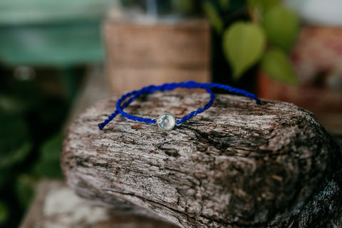 Blue Mustard Seed Faith Tie Bracelet