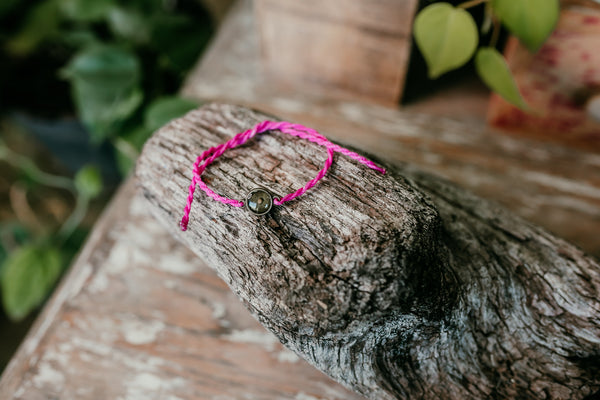 Fuchsia Mustard Seed Faith Tie Bracelet