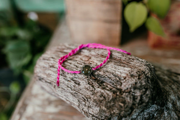 Fuchsia Mustard Seed Faith Tie Bracelet