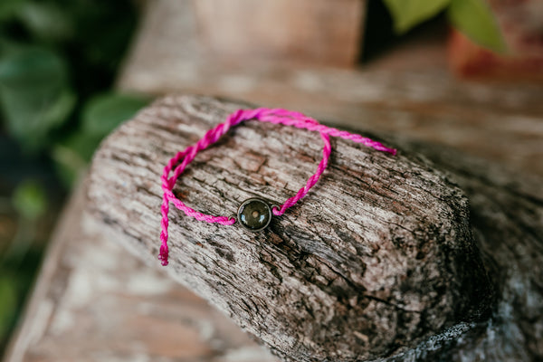 Fuchsia Mustard Seed Faith Tie Bracelet