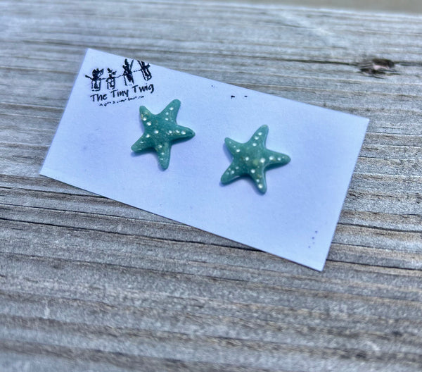 Blue Hydrangea Starfish Post Earrings