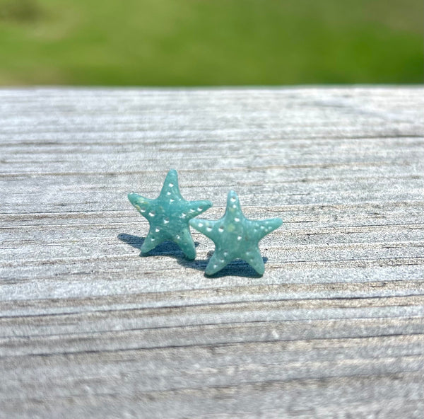 Blue Hydrangea Starfish Post Earrings