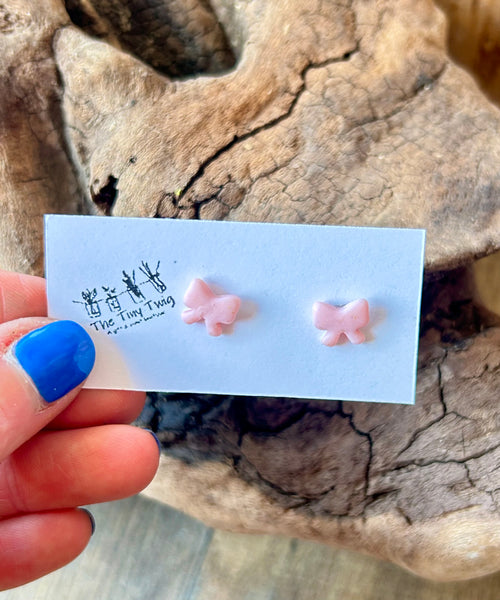 Pink Tulip Bow Post Earrings