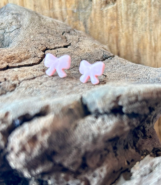 Pink Tulip Bow Post Earrings