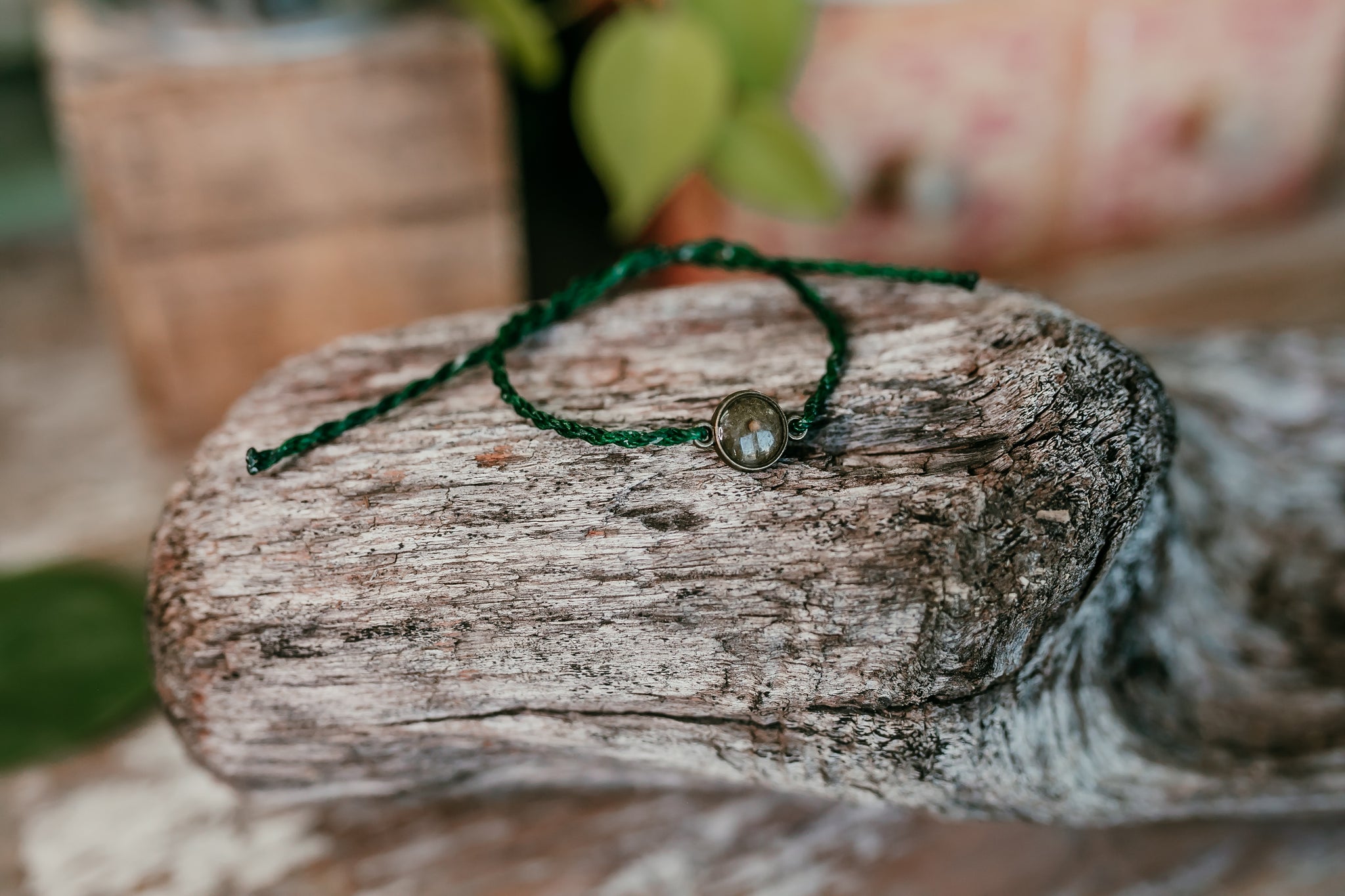 Green Mustard Seed Faith Tie Bracelet