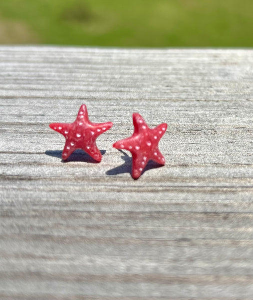 Red Gladiolus Starfish Post Earrings