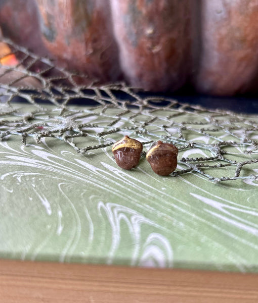 Acorn Post Earrings made with Coffee Beans