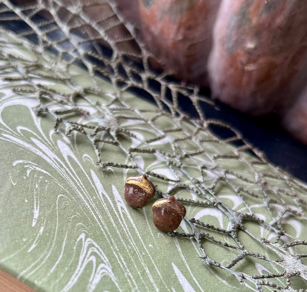 Acorn Post Earrings made with Coffee Beans
