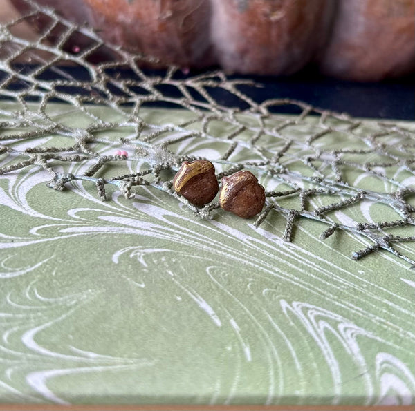 Acorn Post Earrings made with Coffee Beans