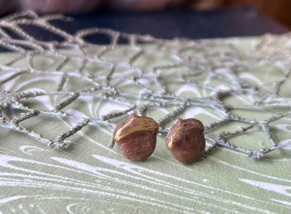 Acorn Post Earrings made with Coffee Beans