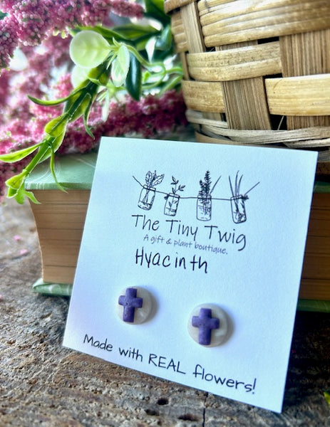 Purple Hyacinth Cross Post Earrings