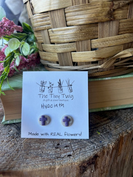 Purple Hyacinth Cross Post Earrings
