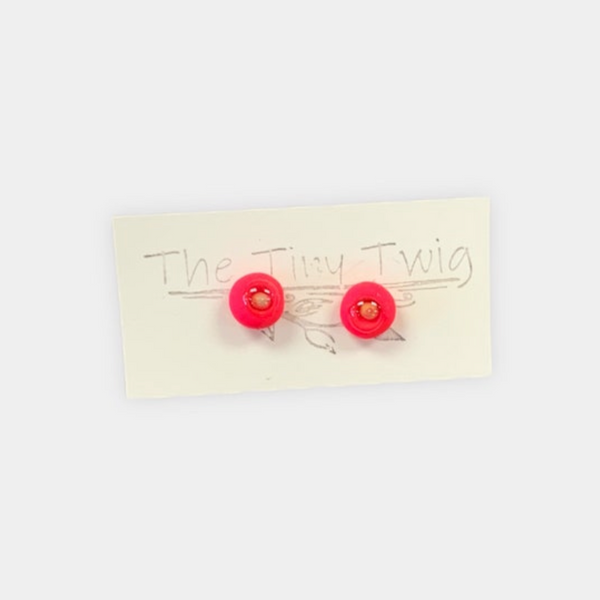 Neon Coral Mustard Seed Faith Posts Earrings
