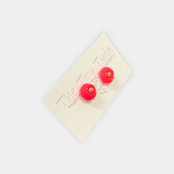 Neon Coral Mustard Seed Faith Posts Earrings